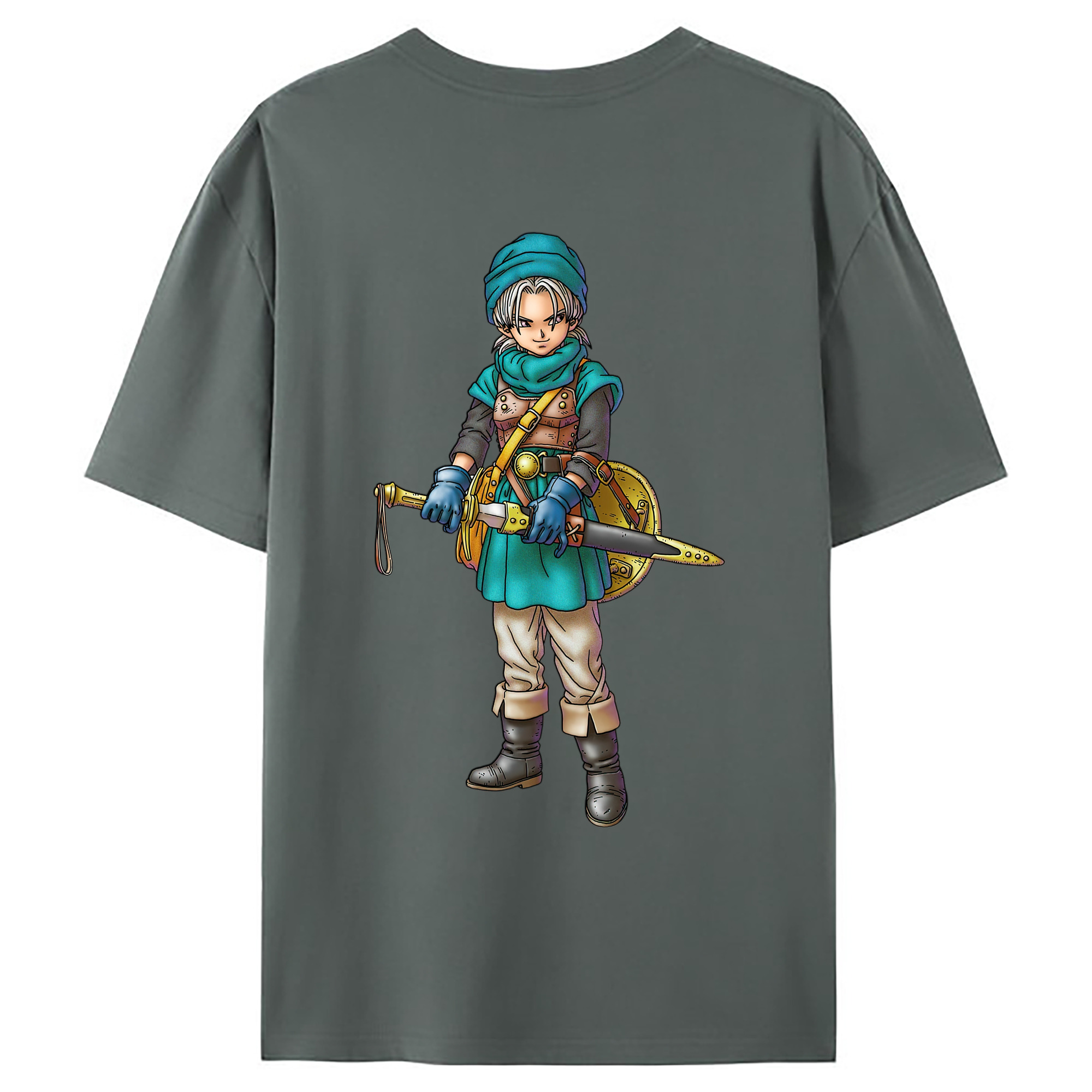 （画像用） ドラゴンクエスト Doragon Kuesuto Dragon Quest 綿100％ メンズ半袖Tシャツ（バックプリント） 通気性
